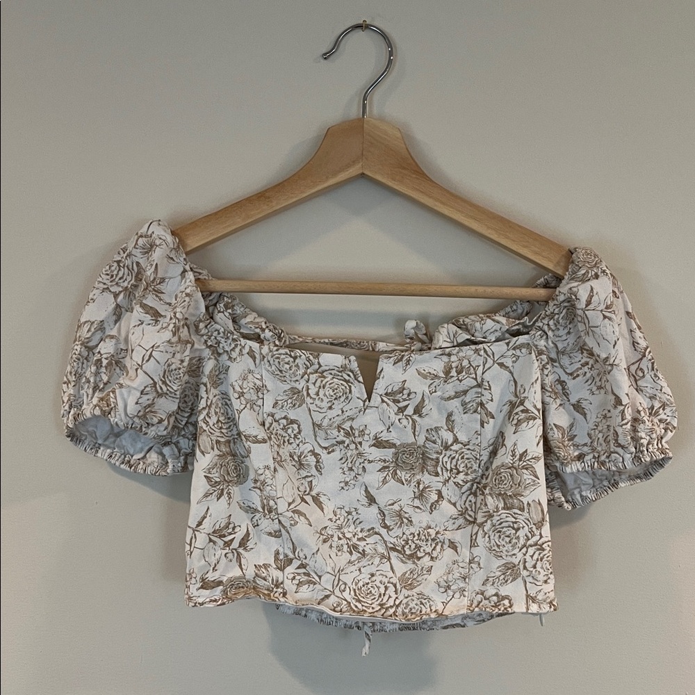 Altar'd State Beige Floral Crop Top